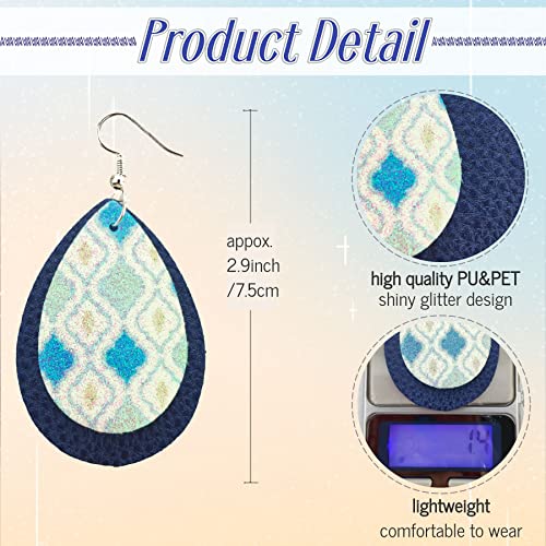 SHUANGART 194 Pcs Sublimation Blank Sparkly Glitter Faux Leather Earrings Kit, Blank Vivid Shiny Solid Pattern Earrings with Sublimation Paper for - WoodArtSupply