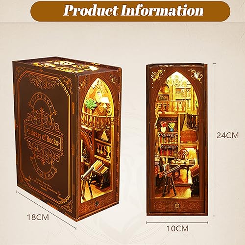 ISSEVE DIY Book Nook Kit, 3D Wooden Puzzle DIY Miniature House Kit for Book Nook Shelf Insert Decoration, Magic Book House Stand Bookshelf Dollhouse ISSEVE