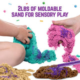 GirlZone Sweet Cakes Play Sand Kit, Fun Sand Box Toys Kit with 2lbs Moldable Sensory Sand and 17 Sandbox Sand Tools, Fun Sand Toys for Toddlers Age GirlZone