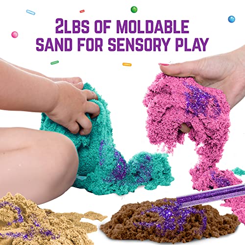 GirlZone Sweet Cakes Play Sand Kit, Fun Sand Box Toys Kit with 2lbs Moldable Sensory Sand and 17 Sandbox Sand Tools, Fun Sand Toys for Toddlers Age - WoodArtSupply