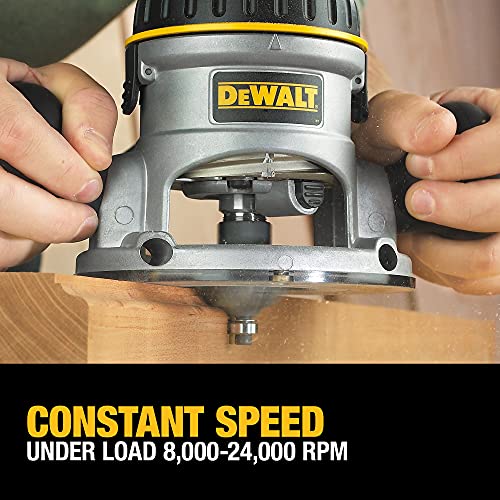 DEWALT Router, Fixed Base, 12-Amp, 24,000 RPM Variable Speed Trigger, 2-1/4HP, Corded (DW618) Yellow