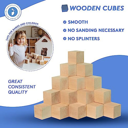 Unfinished Wooden Blocks 3/4 inch, Pack of 100 Small Wood Cubes for Crafts and DIY Home Décor, by Woodpeckers