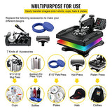 VEVOR Heat Press Machine, 15x15in 8in1 Heat Press, 800W Sublimation Machine, 360° Rotation Swing-Away Heat Press, Dual-Tube Heating Printing for DIY VEVOR