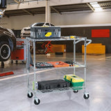 VEVOR Kitchen Utility Cart, 3 Tiers, Wire Rolling Cart with 661 LBS Capacity, Steel Service Cart on Wheels, Metal Storage Trolley with 80 mm Deep VEVOR