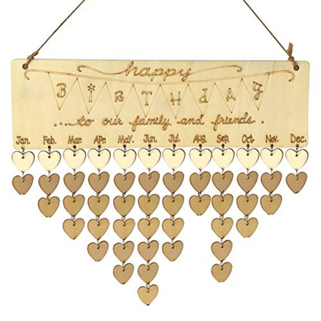 Amosfun 120PCS Wooden Calendar Birthday Wall Wood Hanging Family Sign Board Plaque Tags for Round Signs Decor Reminder-Creative Wooden Round Hanging Amosfun