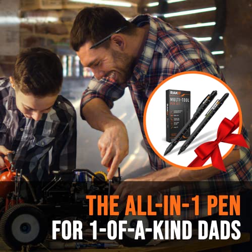 RAK 2-in-1 Multi-Tool Pen Set (2 Pack) Dad Christmas Gifts for Men - LED Tactical Pen Light, Stylus, Ruler, Level, Bottle Opener, Screwdriver,
