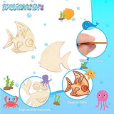 36Pcs Ocean Themed Party Hanging Ornaments Sea Tropical Wooden Slices Fish Animal Hanging Decor Fish Sea Turtle Crab Dolphin Octopus for Sea Party HooAMI