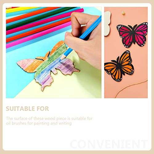 Happyyami 40Pcs Wooden Butterfly Wood Cutouts for Crafts Unfinished Wood Chips Wooden Ornaments to Paint Wooden Embellishment Wood Butterflies Happyyami