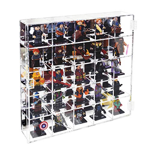 Ikee Design Mountable 25 Compartments Acrylic Display Case Cabinet Stand with Mirrored Back - Display Shelves for Collectibles, Gemstone and Figures, Ikee Design