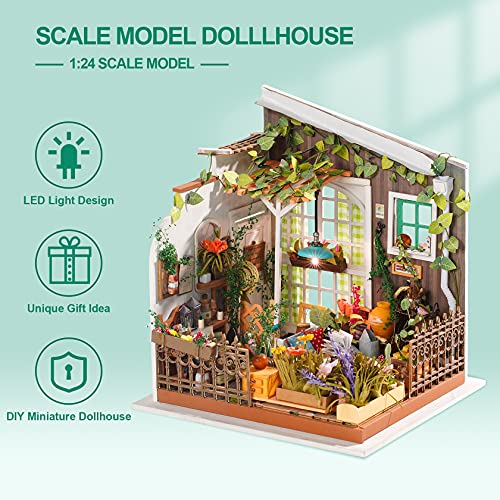 RoWood DIY Miniature Dollhouse Kit with Furniture, 1:24 Scale Model House Kit, Mini Dollhouse Model Kits for Adults, Crafts for Adults Teen Gifts on - WoodArtSupply