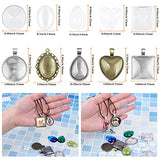 anezus Pendant Trays with Glass Cabochons for Jewelry Making, 90pcs Pendants Trays Set Including 30pcs Bezel Pendant Trays Blanks, 30pcs Glass anezus