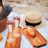 Dandat 12 Pack Wooden Serving Platter Acacia Wood Platters 12 x 5 Inch Rustic Serving Tray Rectangular Charcuterie Board Cheese Plate for Home Decor Dandat