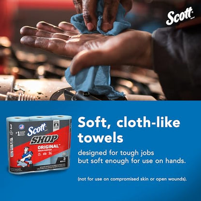 Scott® Shop Towels Original™ (75143), Original Blue Shop Towels, 9.4"x11" sheets, 10 Packs of 3 Rolls (55 Towels/Roll, 30 Rolls/Case, 1,650