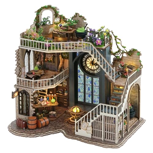 Kisoy Dollhouse Miniature with Furniture Kit, Handmade DIY House Model for Teens Adult Gift (William' s Magic House) Kisoy