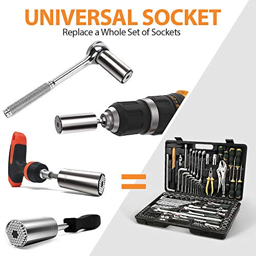 Super Universal Socket Tools Gifts for Men - Valentines Day Gifts Mens Gift Socket Set with Power Drill Adapter(7-19 MM) Cool Stuff Gadgets for Men HELEMAN