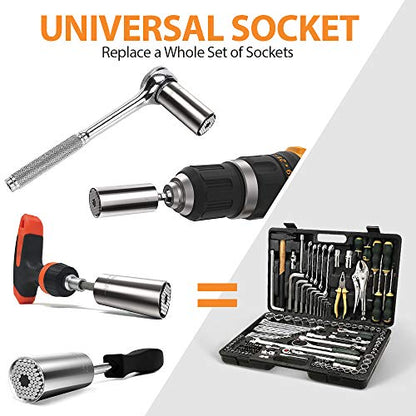 Super Universal Socket Tools Gifts for Men - Valentines Day Gifts Mens Gift Socket Set with Power Drill Adapter(7-19 MM) Cool Stuff Gadgets for Men - WoodArtSupply