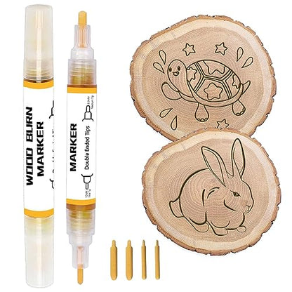 2 PCS Wood Burn Marker Pen, Wood Marker Burning Pen Used for Drawing Wooden Burning Marker, Making It an Ideal Choice for Making Gifts, Handicrafts. Suitable for Beginners(Comes with 4 nibs）