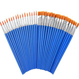 60 Pcs Paint Brushes,Round Flat Small Brush Bulk for Detail Painting DECYOOL