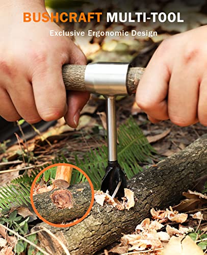 BURTOK Bushcraft Hand Auger Wrench, Heavy-Duty Scotch Eye Wood Auger, Hand Auger Wood Drill, Manual Hole Maker Multitool with Leather Case for burtok