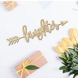 Laughter Right Arrow Wood Sign Home Decor Wall Art Hanging Rustic Unfinished 12" x 4" Woodums
