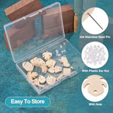 Craftdady 16 Pairs Unfinished Wood Stud Earring Posts Findings Heart Teardrop Leaf Wooden Earring Blanks Earring Making Supplies with Earring Backs Craftdady