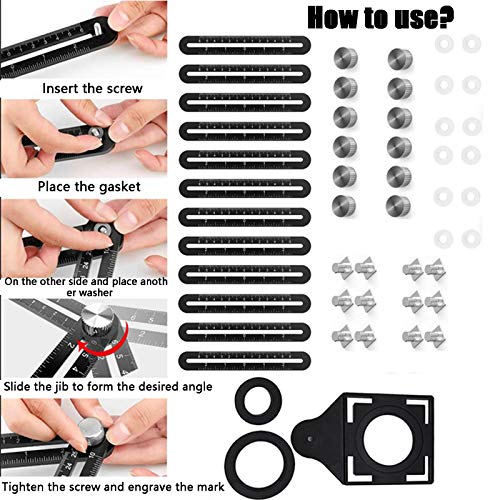 Multi-Angle Measuring Ruler,Multi Angle Tool,12-Sided Angle Measurement,Tile Holes Measure Ruler with 3-Holes Positioning Apertures,Upgrade Multi - WoodArtSupply