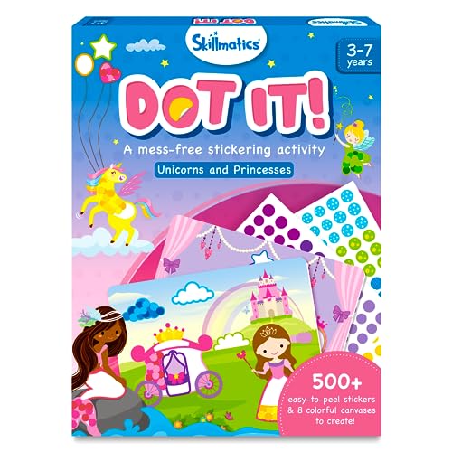 Skillmatics Art Activity - Dot It Unicorns & Princesses, No Mess Sticker Art for Kids, Craft Kits, DIY Activity, Gifts for Boys & Girls Ages 3, 4, 5, - WoodArtSupply