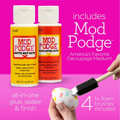 Apple Barrel PROMOABMP22 Holiday, 32 Piece DIY Set Featuring 26 Paints, 2 Mod Podge Acrylic Sealers and 4 Foam Brushes, Multi 56 Fl Oz Apple Barrel