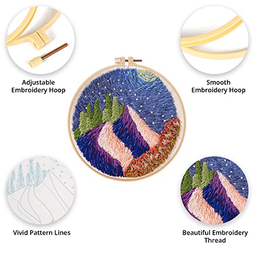 KAMEUN Embroidery Craft Kits for Adults Stamped Cross Stitch Starter for  Beginners with Patterns, Needlepoint Funny Hobby Kits with Embroidery Hoops