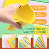 Keadic 12Pcs Soft Rubber Carving Blocks Kit, Comes with Linoleum Cutter Tools & 2 Inches Rubber Roller Brayer Rollers Glue Roller for Ink Paint Block Keadic