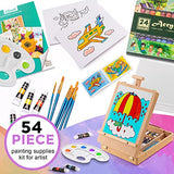 Art Paint Set with Wooden Easel Box, 24 Colors Acrylic Paints, 8 Paint Brushes, 6 Canvas Panel etc. Creative Paining Supplies kit for Kids, Student, Inburit