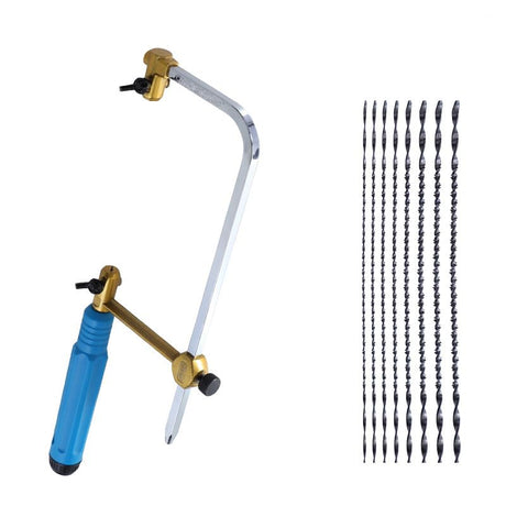 Coping Saw Heavy Duty Metal Woodworking Hand Saw Fast Cutting Non-slip Hacksaw,8 Pieces Scroll Saw Blades with Spiral Teeth, For Woodworking Jewelry WoodArtSupply
