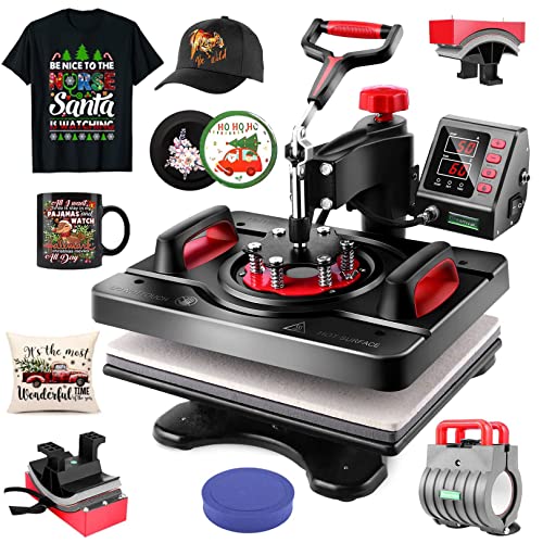 AKEYDIY Upgraded 5 in 1 Heat Press Machine Digital Combo Sublimation Heat Transfer Machine12" X 15"Swing Away Shirt Printing Sublimation Machine AKEYDIY