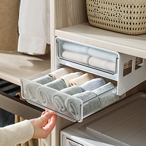 Under Desk Drawer Organizer Slide Out, Hidden Self- adhesive Under Desk Storage Drawer with 2 Layers, Add a Drawer Under Table Storage Pencil Drawer - WoodArtSupply