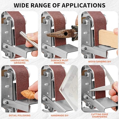 Electric Mini Belt Sander Polishing-Grinding Sharpener, 13 x 1.2inch Power 7 Adjustable Speed Multifunctional Mini Bench Belt Grinder Kit for Metal uioxcv