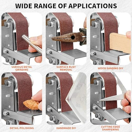 Electric Mini Belt Sander Polishing-Grinding Sharpener, 13 x 1.2inch Power 7 Adjustable Speed Multifunctional Mini Bench Belt Grinder Kit for Metal uioxcv