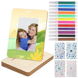 20PCS Picture Frame Painting Craft Kit,DIY Wooden Photo Frames,8.8 x 6.7inch 4 Sheets Unfinished Frames with 12 Pcs Watercolor Pens and 4Pcs Diamond Homaisson