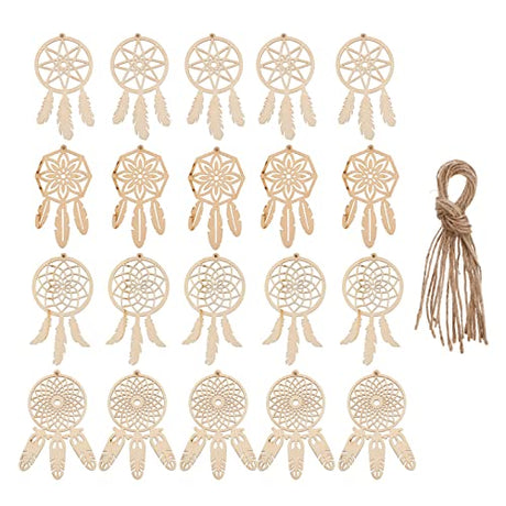 EXCEART 80 Pcs Wooden Dreamcatcher Wood Hanging Ornaments Unfinished Christmas Wooden Dream Catcher Shapes DIY Dream Catcher Kit DIY Kits DIY EXCEART