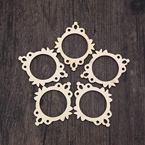 Amosfun Unfinished Wood Cutout Photo Frame Mini Picture Frame Wooden Shape Pieces Craft Embellishments Ornament for DIY Crafts 10pcs - WoodArtSupply