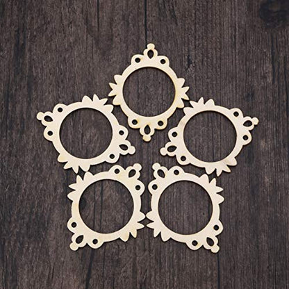 Amosfun Unfinished Wood Cutout Photo Frame Mini Picture Frame Wooden Shape Pieces Craft Embellishments Ornament for DIY Crafts 10pcs