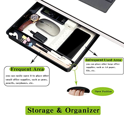 Navtcow Under Desk Drawer Storage Organizer - 2 Pack (Large and Small) Black - (Please Note - Drawer Size/No Lip Under Desktop) - 2 Installation Navtcow