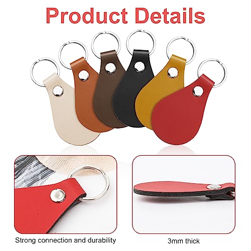 SAVITA 30 Pcs Leather Key Chain Kit, Leather Key Fob Kit Leather Keychain with Key Rings and Rivets PU Leather Keychain Blank for DIY Craft Laser SAVITA