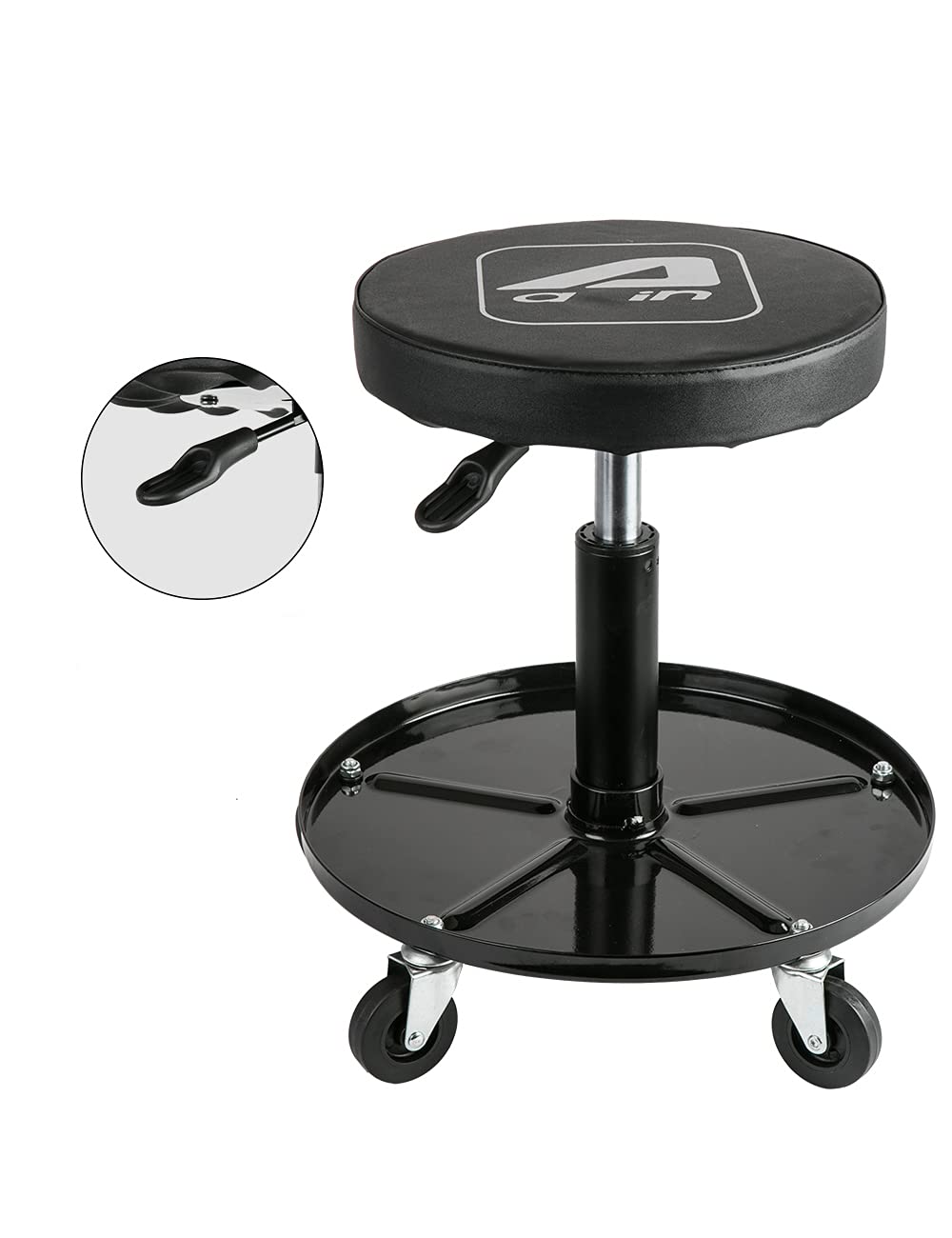 Aain LT2A Heavy-Duty Adjustable Mechanic's Roller Seat Adjustable Rolling Stool with Wheels & Tool Tray Black - WoodArtSupply