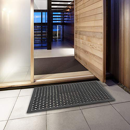ZTDM Rubber Mat, 36‘’Lx24‘’W Heavy Duty Non-Slip Drainage Rubber Cushion Mat, Anti-Fatigue Industrial Drainage Bar Resturant Kitchen Hard Floor Mat, ZTDM