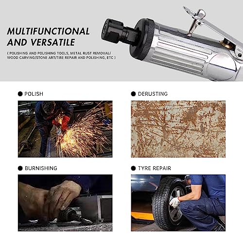 DINGTAIHE 1/4Inch Air Die Grinder, Straight Grinder, Pneumatic Air Die Grinder Heavy Duty Industrial Polisher Grinding Cleaning Tool DINGTAIHE
