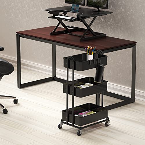 SimpleHouseware Heavy Duty 3-Tier Metal Utility Rolling Cart, Black Simple Houseware