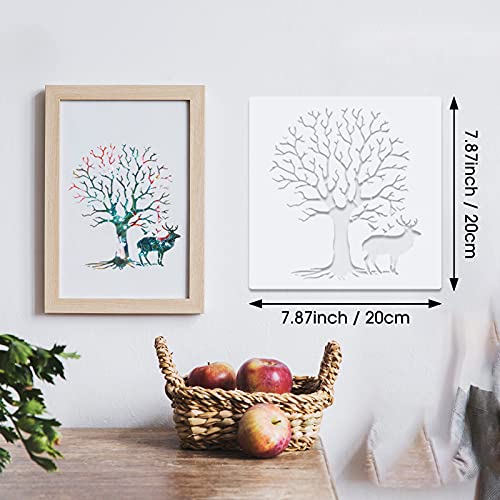 16 Pieces Aspen Trees Flowers Stencil Forest Deer Mountain Animal Stencils Reusable Branches Stencils Plastic Winter Craft Stencil Drawing Supplies - WoodArtSupply