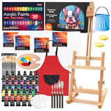 66 Pack Acrylic Paint Set, Shuttle Art Acrylic Painting Set with 30 Colors Acrylic Paint, Wooden Easel, Painting Canvas, Paint Brushes, Palettes, Art Shuttle Art