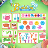 FUN LITTLE TOYS 148PCS Flower Garden Building Toys, Gardening Pretend Play Set, Educational Preschool Activity Kit Stem Toys Stacking Game for Girls FUN LITTLE TOYS