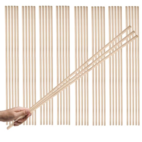 20PCS Wood Dowel Rod 24 Inch – Wood Craft Sticks 1/4 inch x 24 Inch Wooden Dowels for Crafts Balsa Wood Rod Bass Wood Sticks Long Wooden Sticks